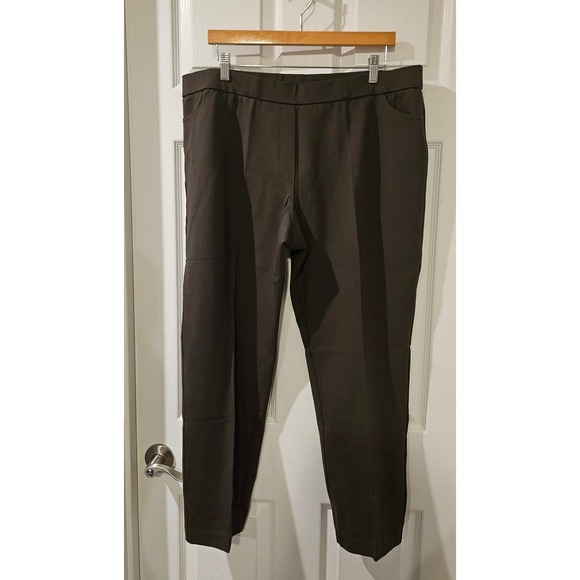 Susan Graver Regular Status Stretch Slim Leg Ankle Pants XL Olive Green Pull-On - Picture 1 of 5